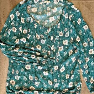 Lucky Brand Teal Floral Blouse